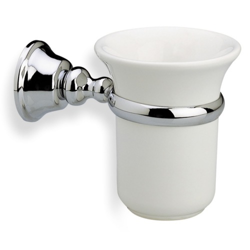 Toothbrush Holder, StilHaus SM10, Wall Mounted White Ceramic Toothbrush Holder with Brass Mounting SM10